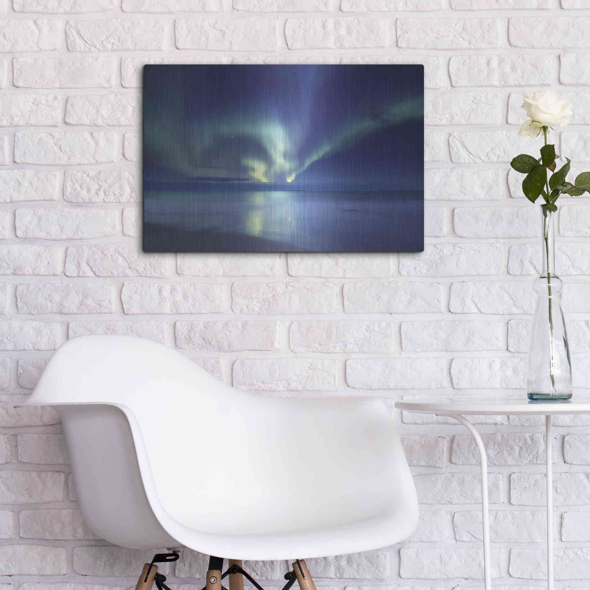 Luxe Metal Art 'Northern Lights In The Lofoten Islands Norway 7' by Luxe Portfolio, Metal Wall Art,24x16