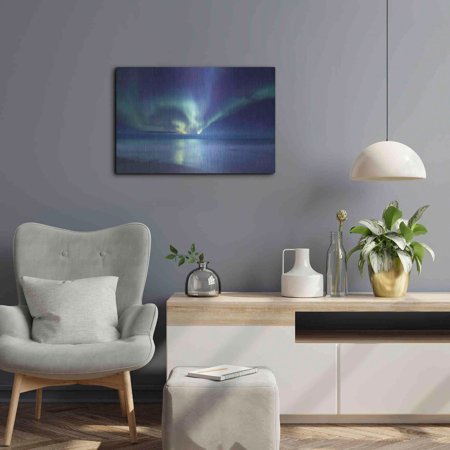 Luxe Metal Art 'Northern Lights In The Lofoten Islands Norway 7' by Luxe Portfolio, Metal Wall Art,24x16