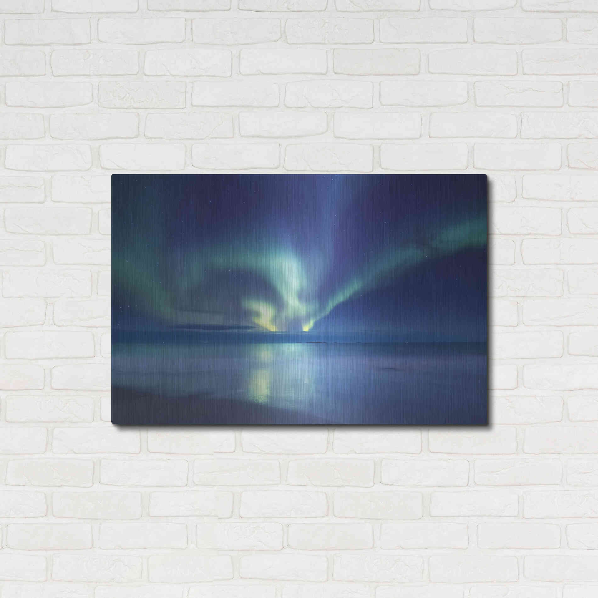 Luxe Metal Art 'Northern Lights In The Lofoten Islands Norway 7' by Luxe Portfolio, Metal Wall Art,36x24