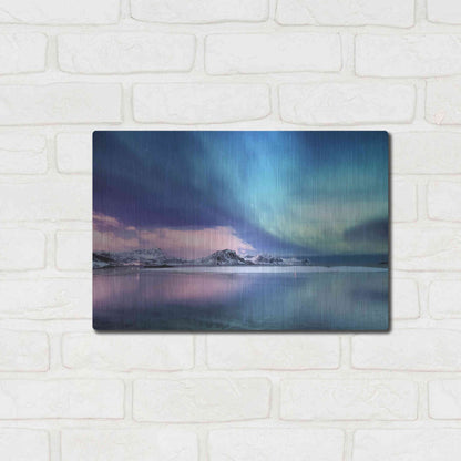 Luxe Metal Art 'Northern Lights In The Lofoten Islands Norway 8' by Luxe Portfolio, Metal Wall Art,16x12