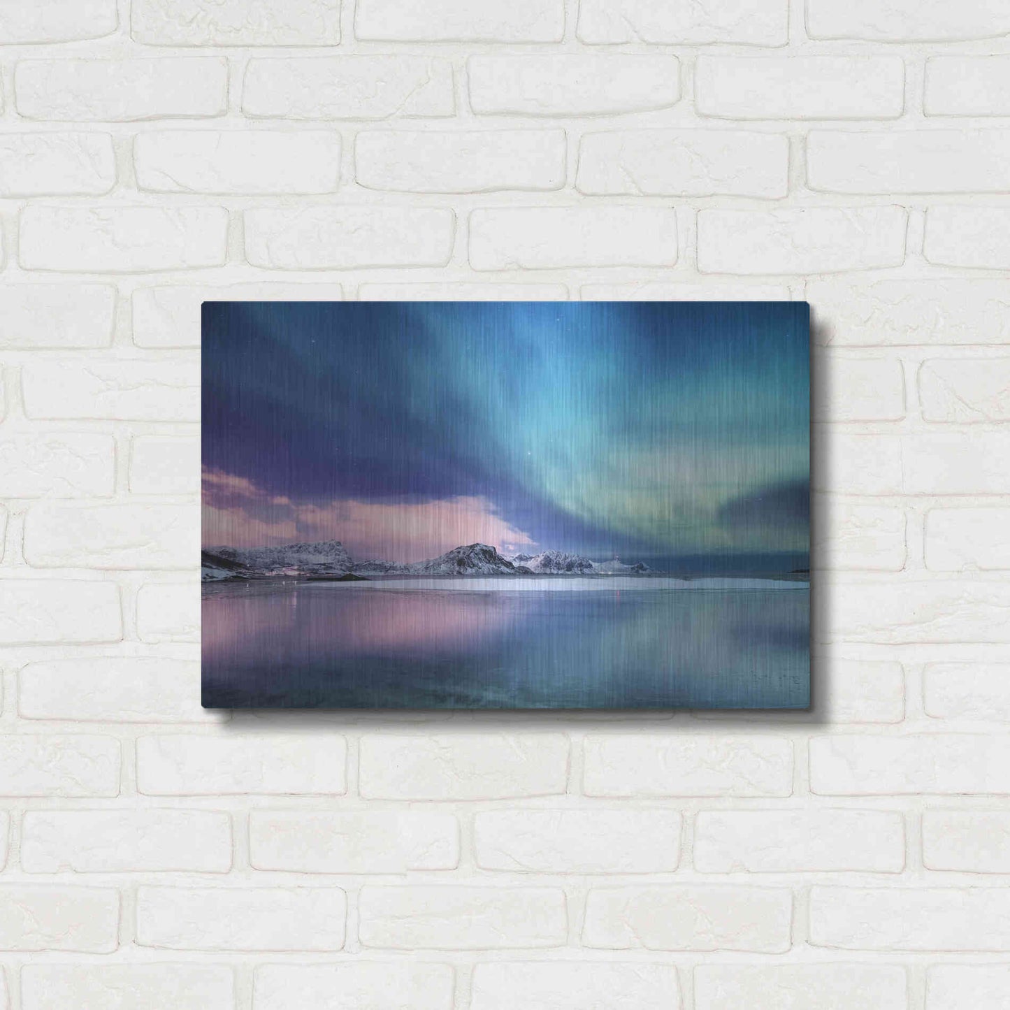 Luxe Metal Art 'Northern Lights In The Lofoten Islands Norway 8' by Luxe Portfolio, Metal Wall Art,24x16