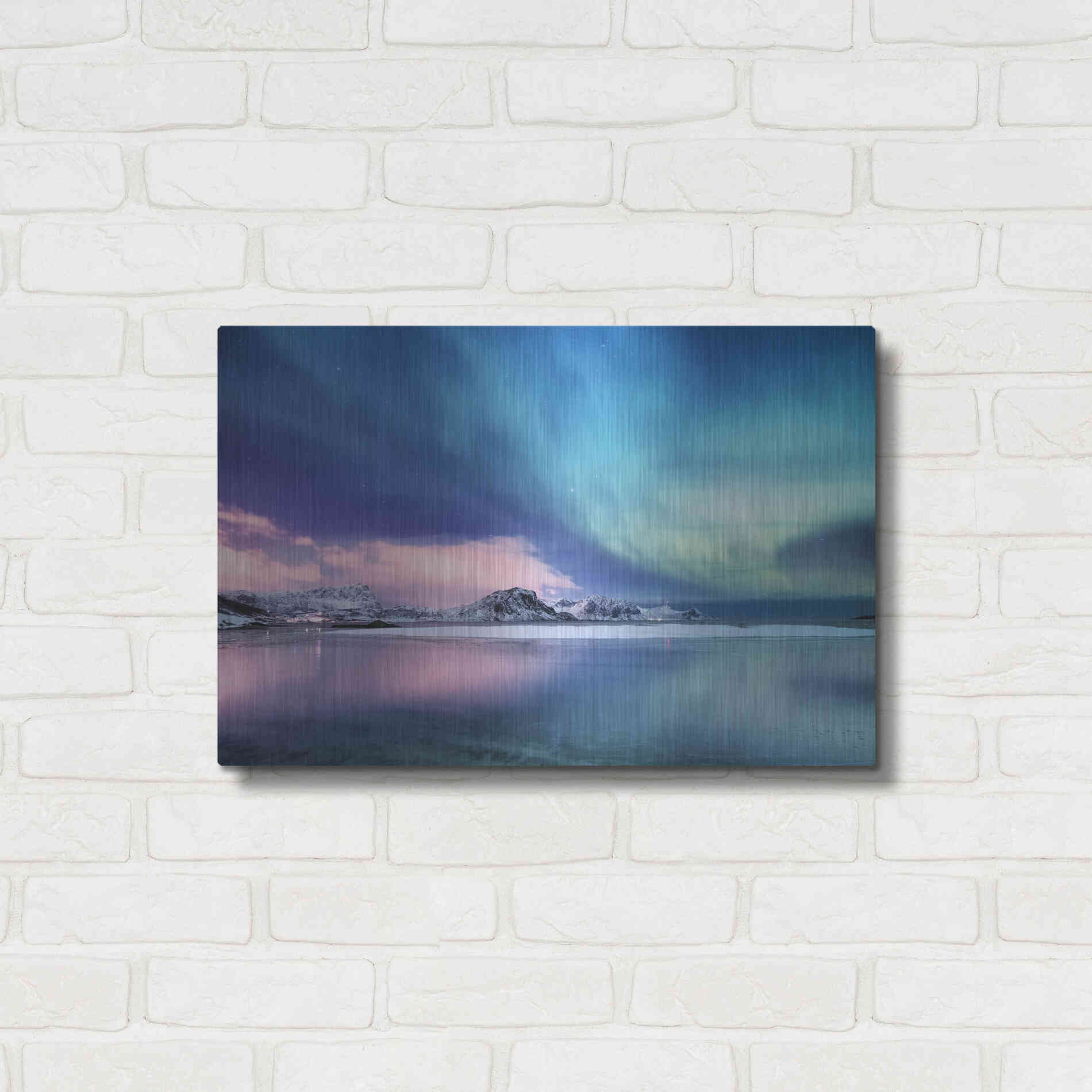 Luxe Metal Art 'Northern Lights In The Lofoten Islands Norway 8' by Luxe Portfolio, Metal Wall Art,24x16