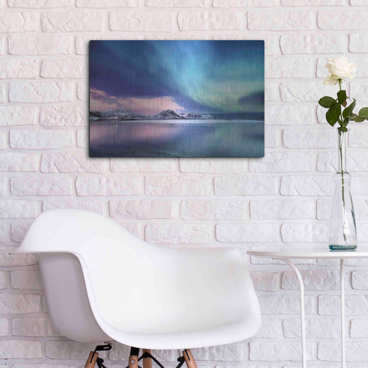 Luxe Metal Art 'Northern Lights In The Lofoten Islands Norway 8' by Luxe Portfolio, Metal Wall Art,24x16