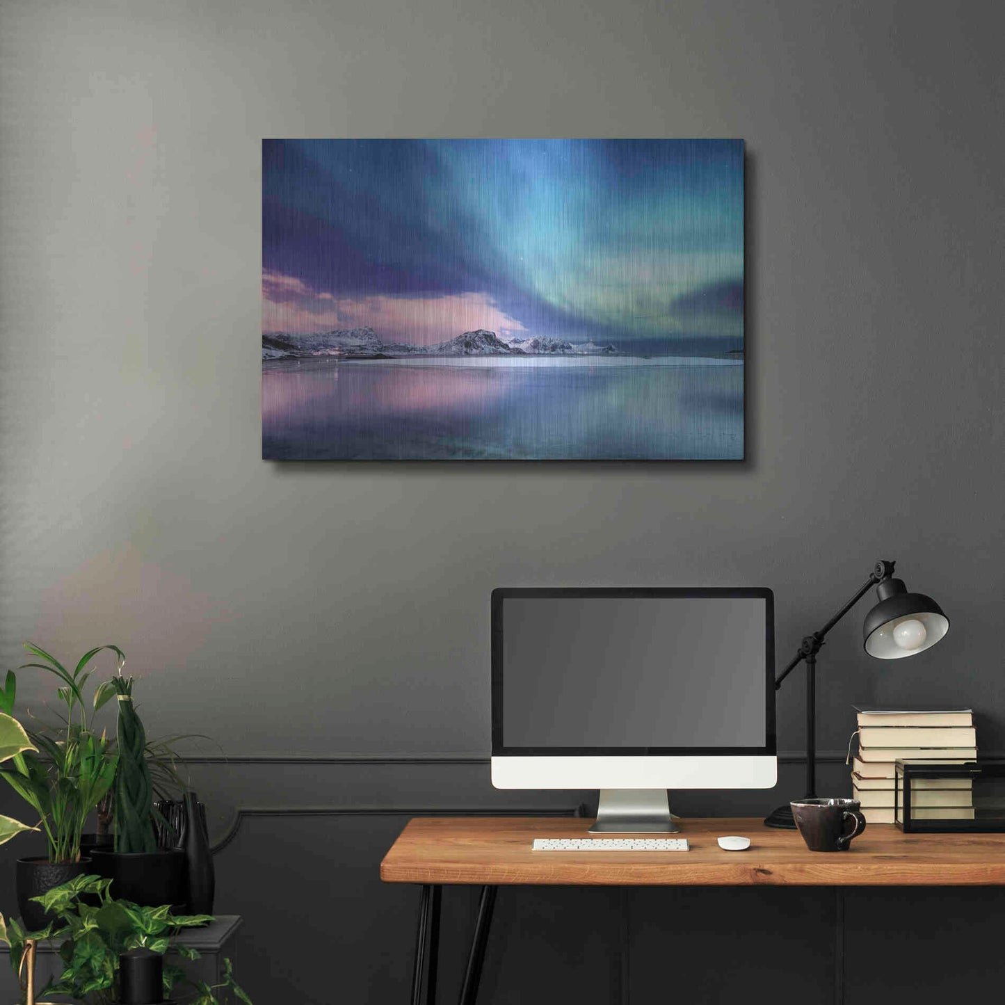 Luxe Metal Art 'Northern Lights In The Lofoten Islands Norway 8' by Luxe Portfolio, Metal Wall Art,36x24