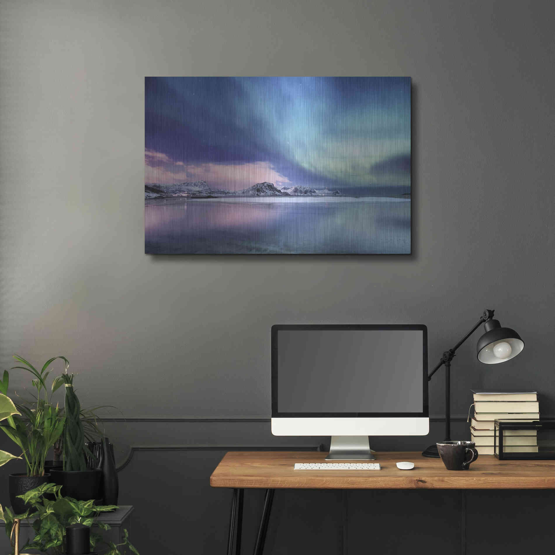Luxe Metal Art 'Northern Lights In The Lofoten Islands Norway 8' by Luxe Portfolio, Metal Wall Art,36x24