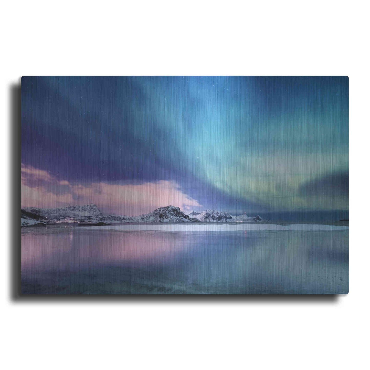 Luxe Metal Art 'Northern Lights In The Lofoten Islands Norway 8' by Luxe Portfolio, Metal Wall Art