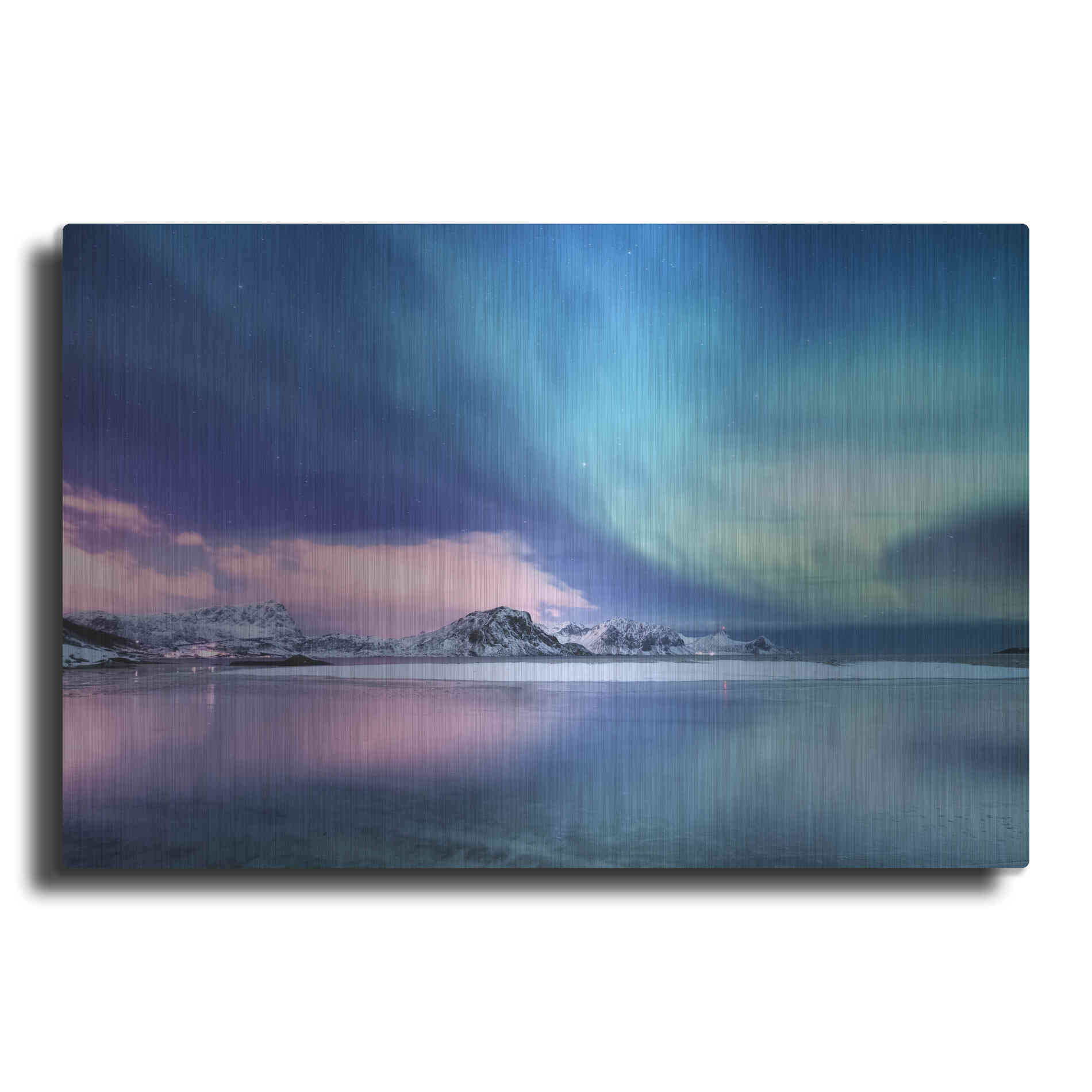 Luxe Metal Art 'Northern Lights In The Lofoten Islands Norway 8' by Luxe Portfolio, Metal Wall Art