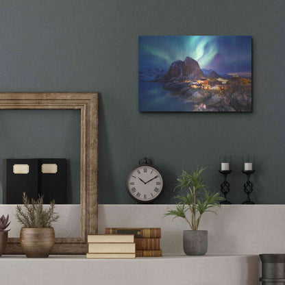 Luxe Metal Art 'Northern Lights In The Lofoten Islands Norway 9' by Luxe Portfolio, Metal Wall Art,16x12