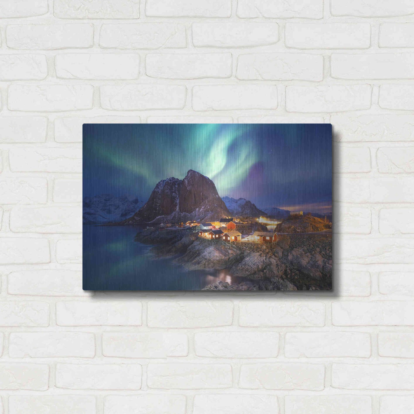 Luxe Metal Art 'Northern Lights In The Lofoten Islands Norway 9' by Luxe Portfolio, Metal Wall Art,24x16