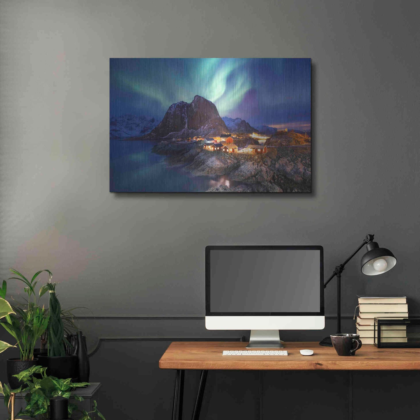 Luxe Metal Art 'Northern Lights In The Lofoten Islands Norway 9' by Luxe Portfolio, Metal Wall Art,36x24