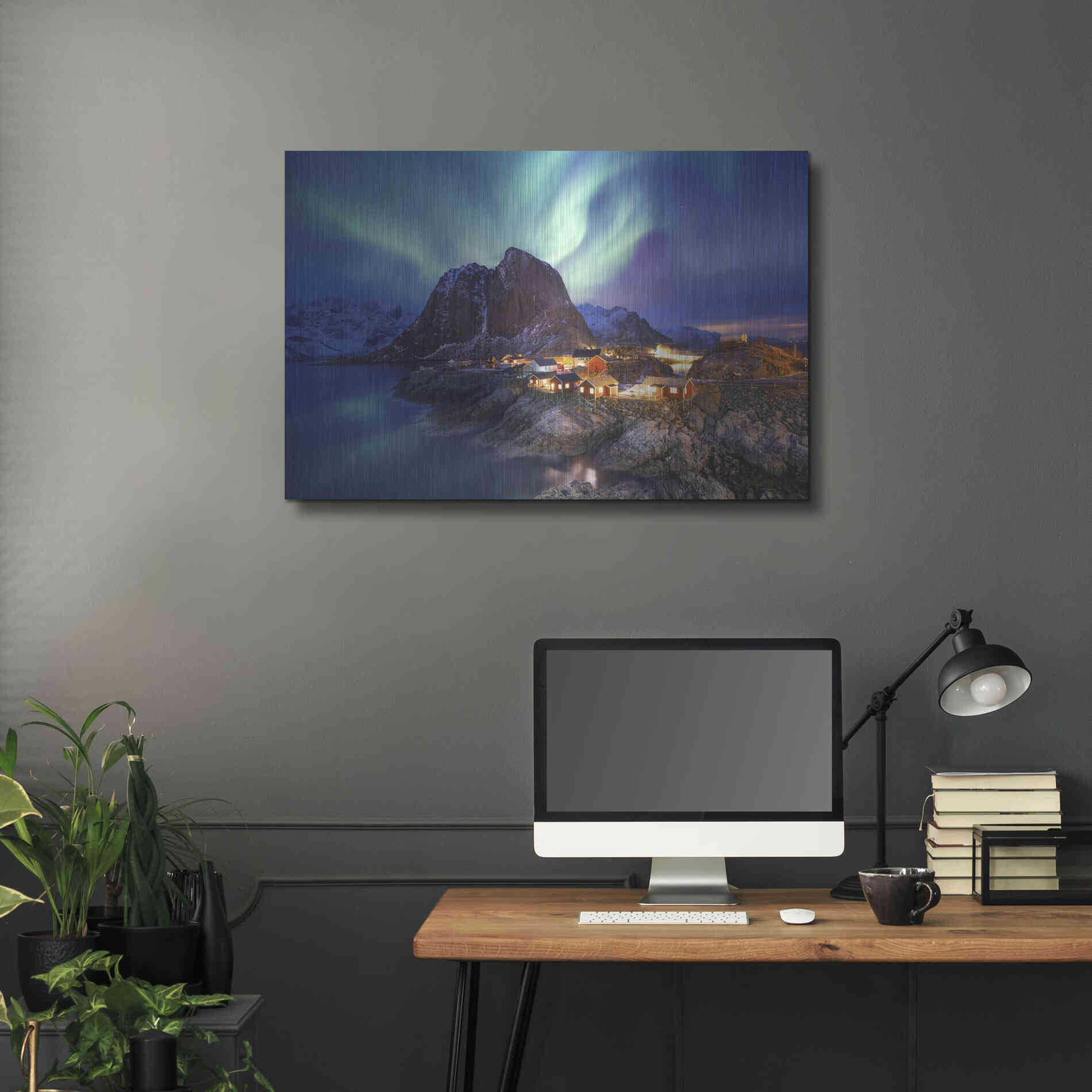 Luxe Metal Art 'Northern Lights In The Lofoten Islands Norway 9' by Luxe Portfolio, Metal Wall Art,36x24
