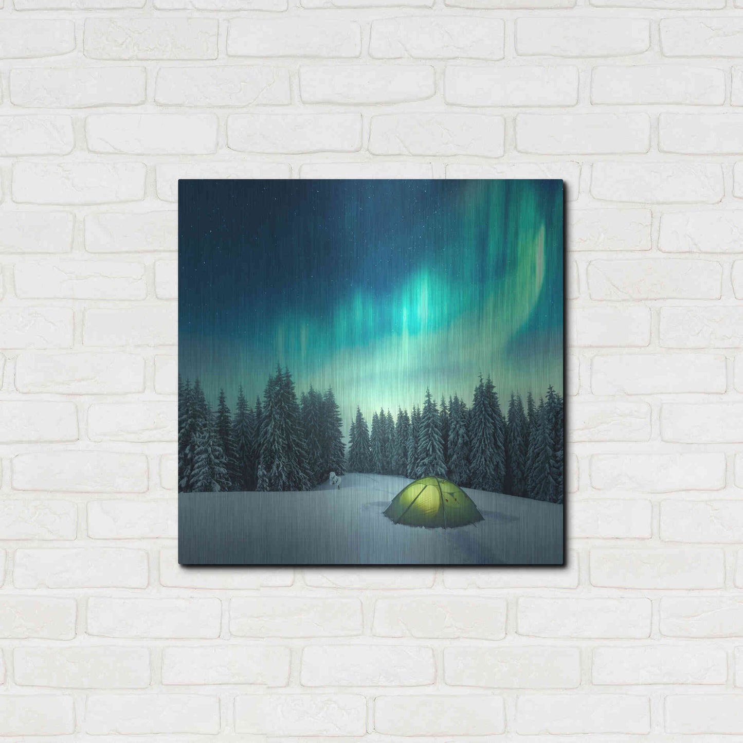 Luxe Metal Art 'Northern Lights In Winter Forest 1' by Luxe Portfolio, Metal Wall Art,24x24