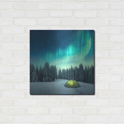 Luxe Metal Art 'Northern Lights In Winter Forest 1' by Luxe Portfolio, Metal Wall Art,24x24