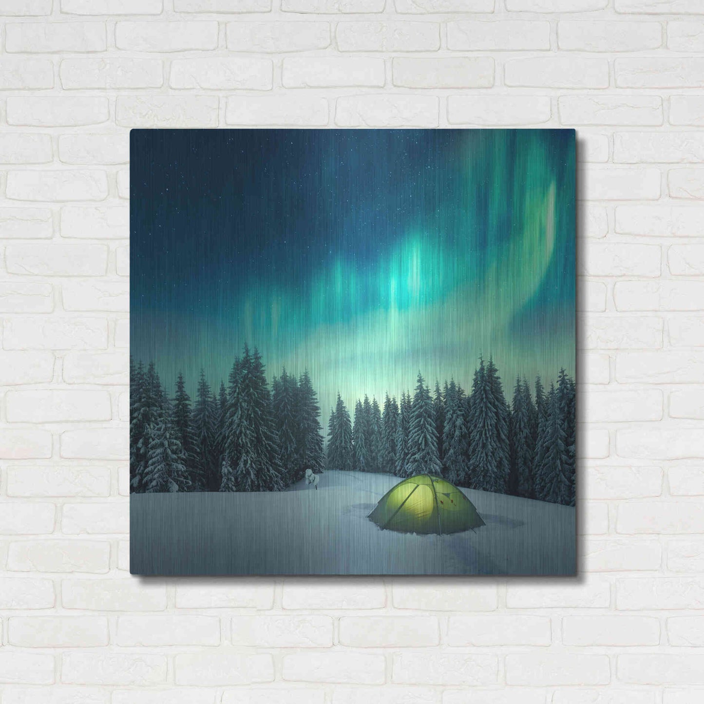 Luxe Metal Art 'Northern Lights In Winter Forest 1' by Luxe Portfolio, Metal Wall Art,36x36