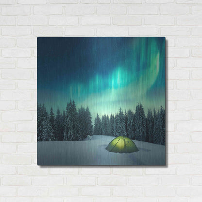 Luxe Metal Art 'Northern Lights In Winter Forest 1' by Luxe Portfolio, Metal Wall Art,36x36