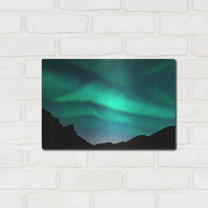 Luxe Metal Art 'Northern Lights In Winter Mountains' by Luxe Portfolio, Metal Wall Art,16x12