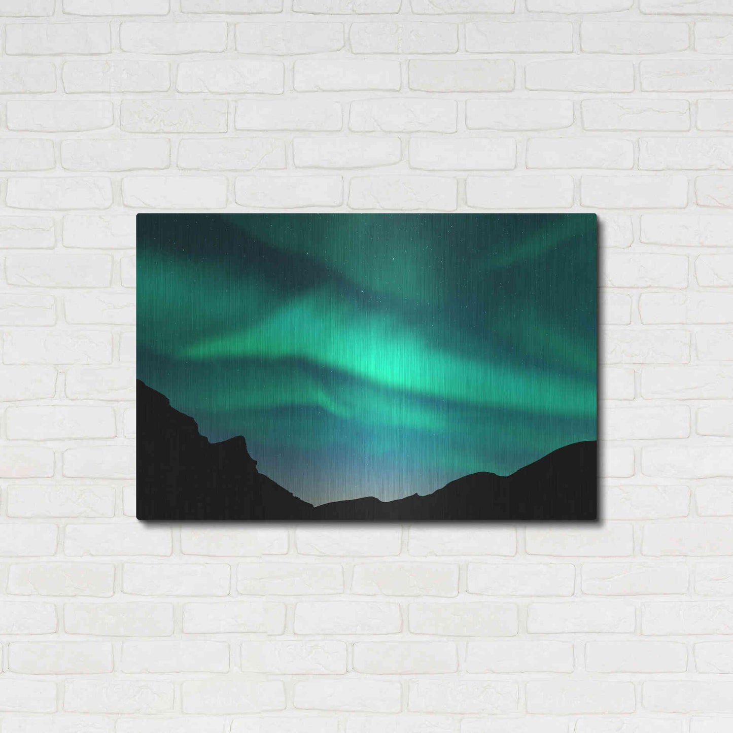 Luxe Metal Art 'Northern Lights In Winter Mountains' by Luxe Portfolio, Metal Wall Art,36x24