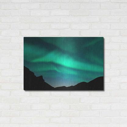 Luxe Metal Art 'Northern Lights In Winter Mountains' by Luxe Portfolio, Metal Wall Art,36x24