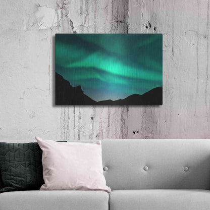 Luxe Metal Art 'Northern Lights In Winter Mountains' by Luxe Portfolio, Metal Wall Art,36x24