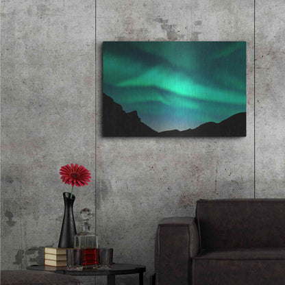 Luxe Metal Art 'Northern Lights In Winter Mountains' by Luxe Portfolio, Metal Wall Art,36x24