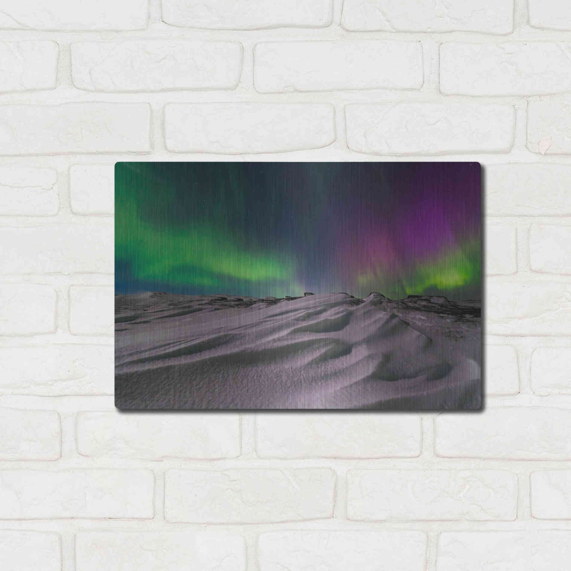 Luxe Metal Art 'Northern Lights On The Arctic Ocean Shore 1' by Luxe Portfolio, Metal Wall Art,16x12