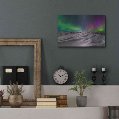 Luxe Metal Art 'Northern Lights On The Arctic Ocean Shore 1' by Luxe Portfolio, Metal Wall Art,16x12