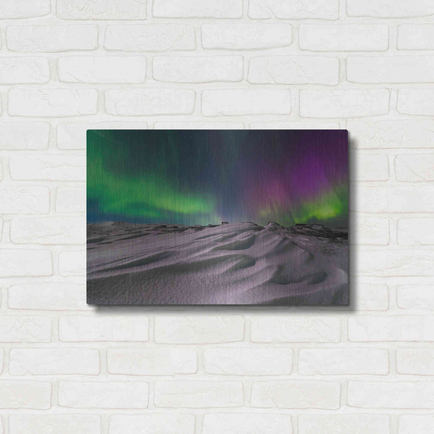Luxe Metal Art 'Northern Lights On The Arctic Ocean Shore 1' by Luxe Portfolio, Metal Wall Art,24x16