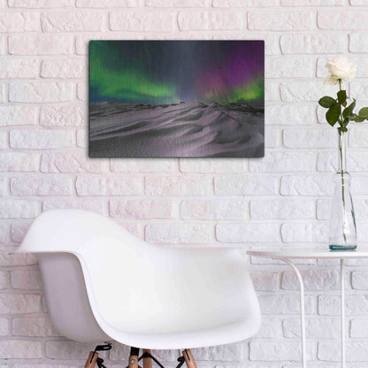 Luxe Metal Art 'Northern Lights On The Arctic Ocean Shore 1' by Luxe Portfolio, Metal Wall Art,24x16
