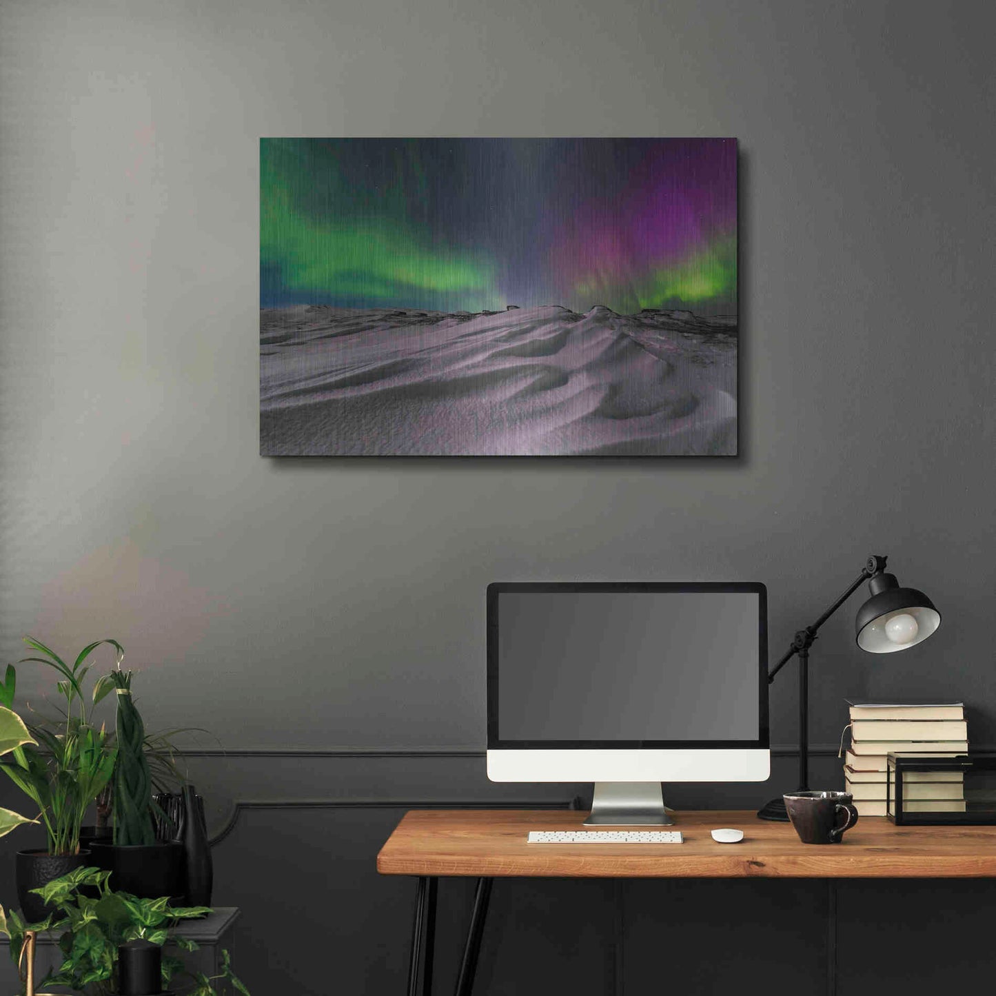 Luxe Metal Art 'Northern Lights On The Arctic Ocean Shore 1' by Luxe Portfolio, Metal Wall Art,36x24