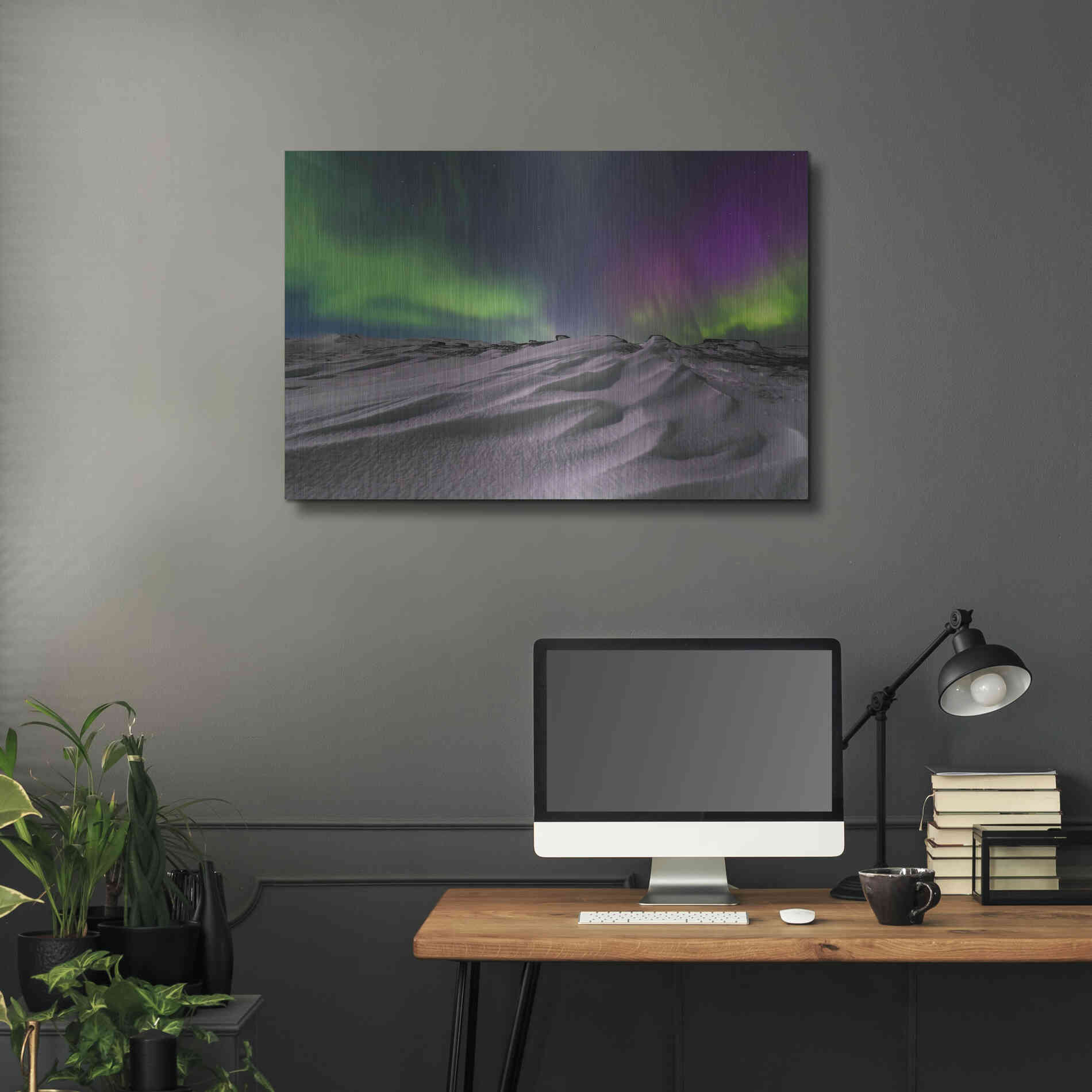 Luxe Metal Art 'Northern Lights On The Arctic Ocean Shore 1' by Luxe Portfolio, Metal Wall Art,36x24
