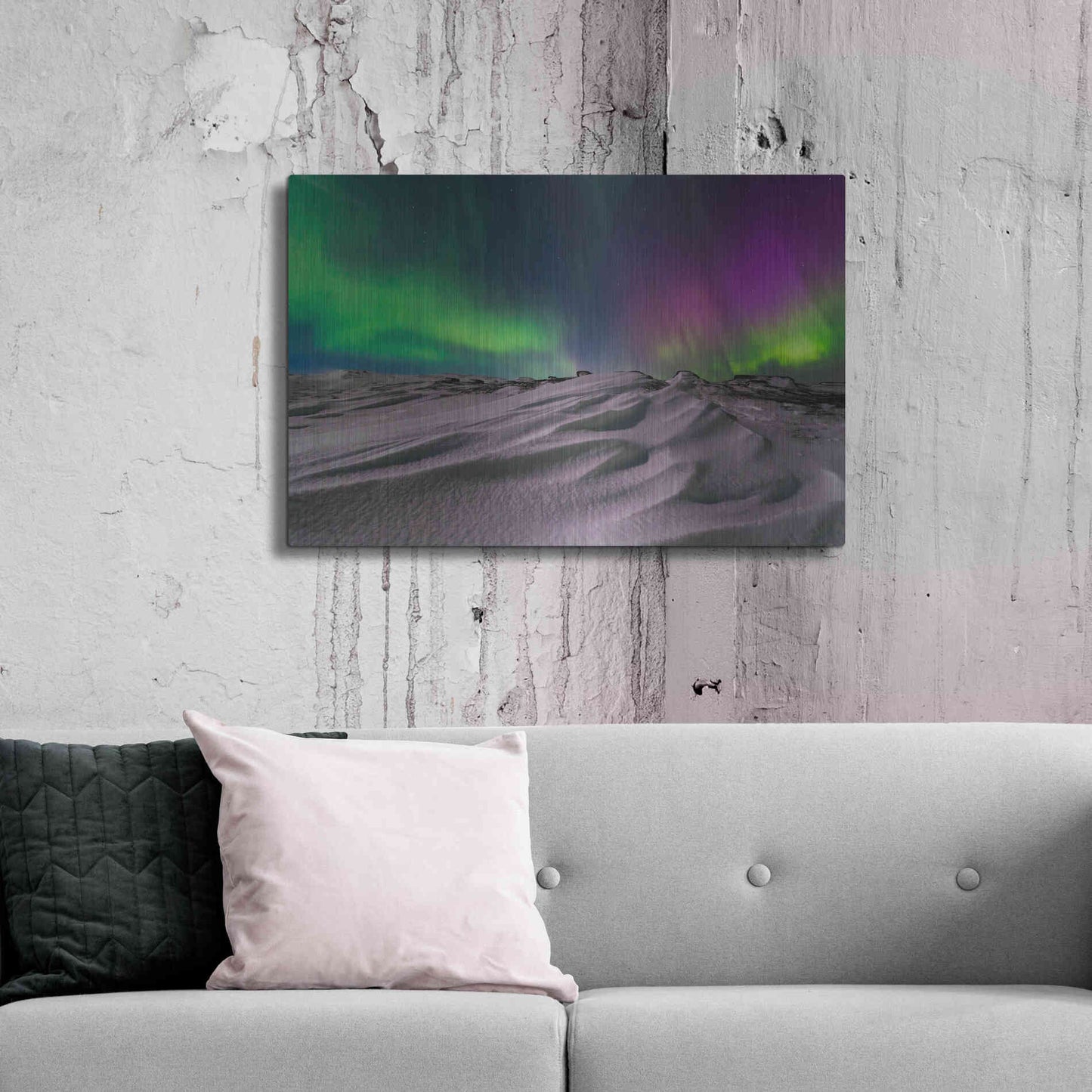 Luxe Metal Art 'Northern Lights On The Arctic Ocean Shore 1' by Luxe Portfolio, Metal Wall Art,36x24