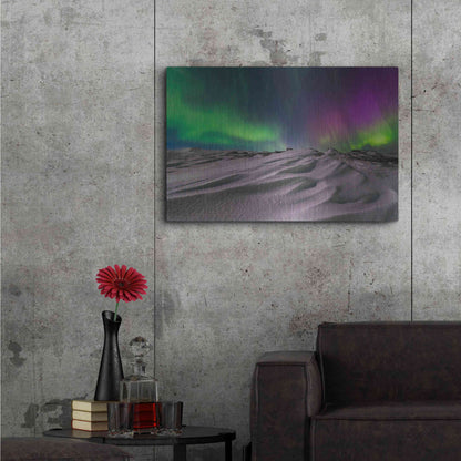 Luxe Metal Art 'Northern Lights On The Arctic Ocean Shore 1' by Luxe Portfolio, Metal Wall Art,36x24