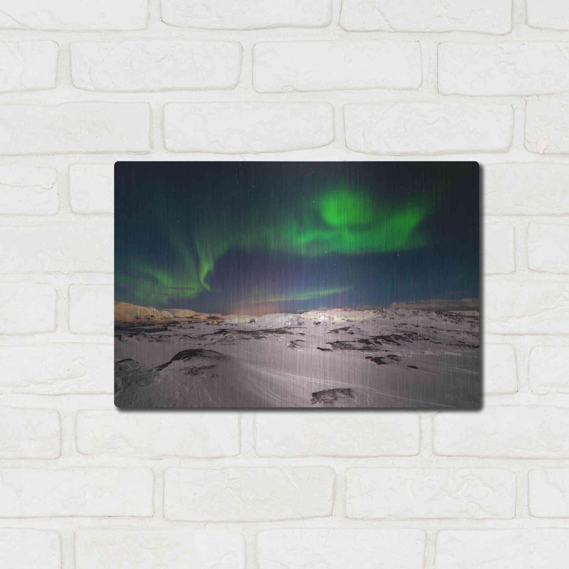 Luxe Metal Art 'Northern Lights On The Arctic Ocean Shore 2' by Luxe Portfolio, Metal Wall Art,16x12
