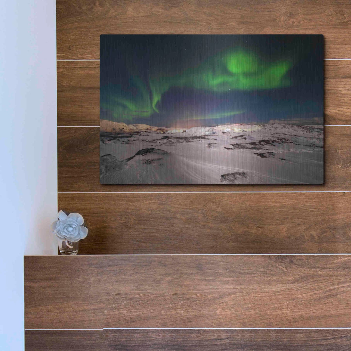 Luxe Metal Art 'Northern Lights On The Arctic Ocean Shore 2' by Luxe Portfolio, Metal Wall Art,16x12