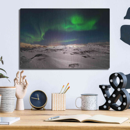 Luxe Metal Art 'Northern Lights On The Arctic Ocean Shore 2' by Luxe Portfolio, Metal Wall Art,16x12