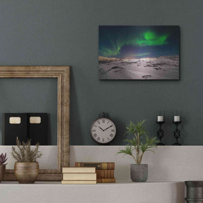 Luxe Metal Art 'Northern Lights On The Arctic Ocean Shore 2' by Luxe Portfolio, Metal Wall Art,16x12