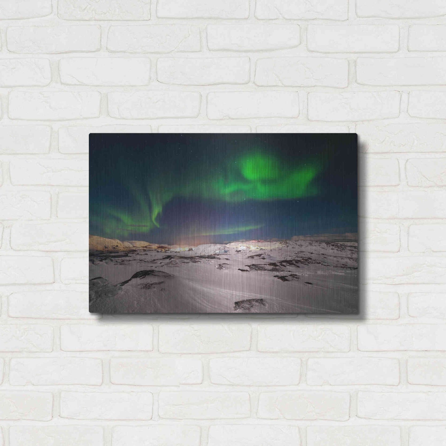 Luxe Metal Art 'Northern Lights On The Arctic Ocean Shore 2' by Luxe Portfolio, Metal Wall Art,24x16