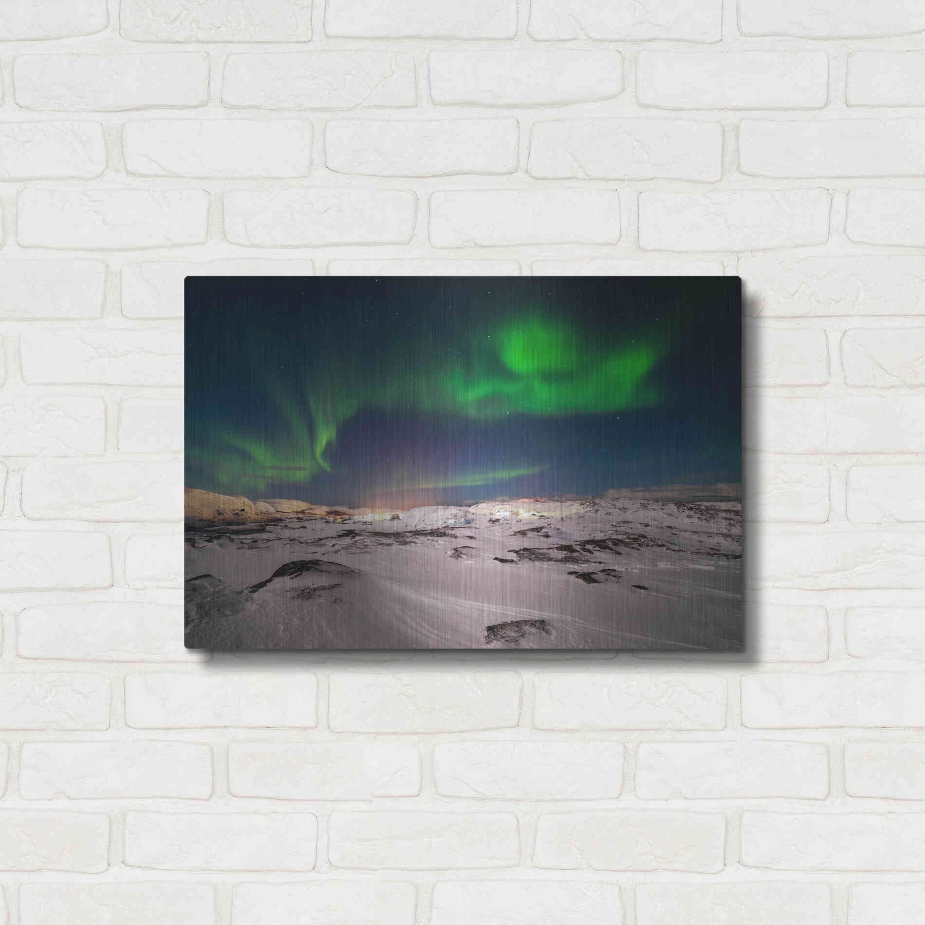 Luxe Metal Art 'Northern Lights On The Arctic Ocean Shore 2' by Luxe Portfolio, Metal Wall Art,24x16