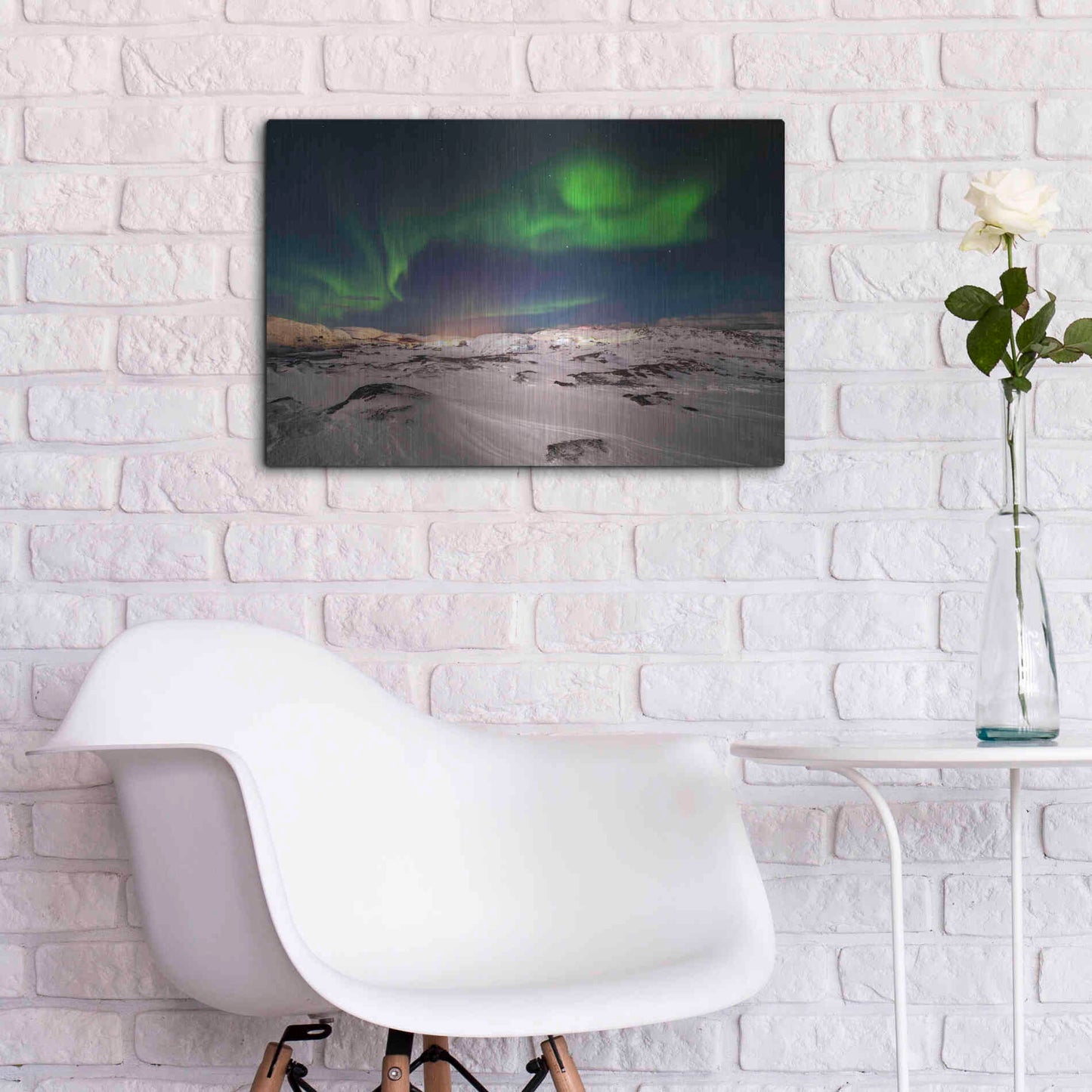 Luxe Metal Art 'Northern Lights On The Arctic Ocean Shore 2' by Luxe Portfolio, Metal Wall Art,24x16