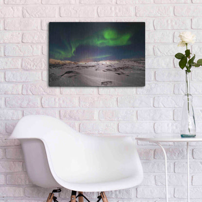 Luxe Metal Art 'Northern Lights On The Arctic Ocean Shore 2' by Luxe Portfolio, Metal Wall Art,24x16
