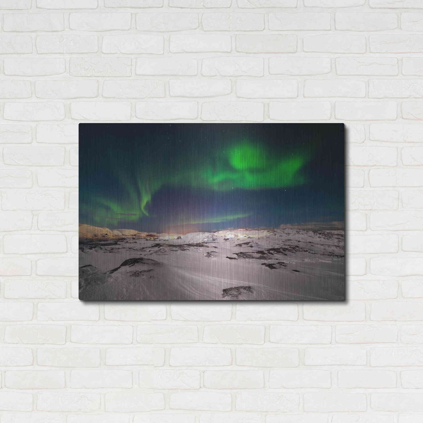 Luxe Metal Art 'Northern Lights On The Arctic Ocean Shore 2' by Luxe Portfolio, Metal Wall Art,36x24