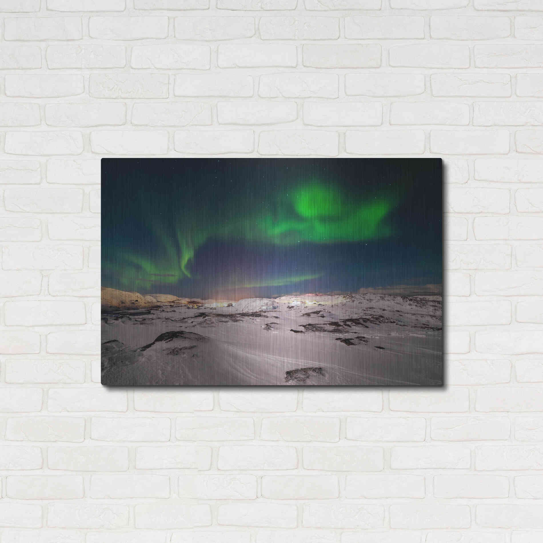 Luxe Metal Art 'Northern Lights On The Arctic Ocean Shore 2' by Luxe Portfolio, Metal Wall Art,36x24