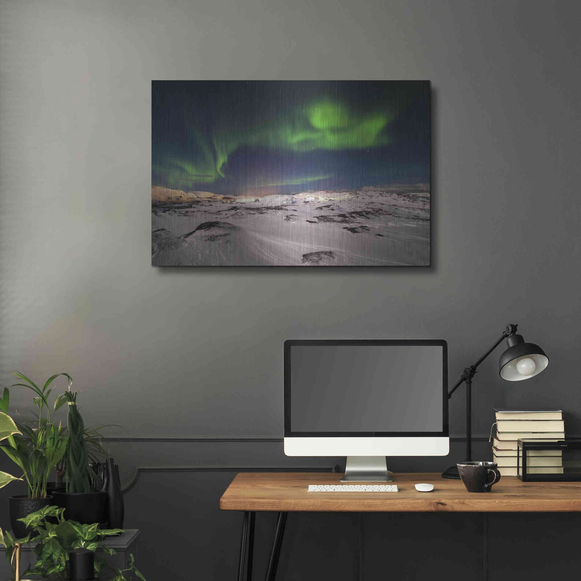 Luxe Metal Art 'Northern Lights On The Arctic Ocean Shore 2' by Luxe Portfolio, Metal Wall Art,36x24