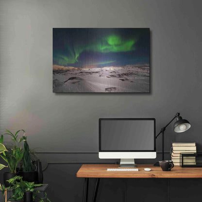 Luxe Metal Art 'Northern Lights On The Arctic Ocean Shore 2' by Luxe Portfolio, Metal Wall Art,36x24