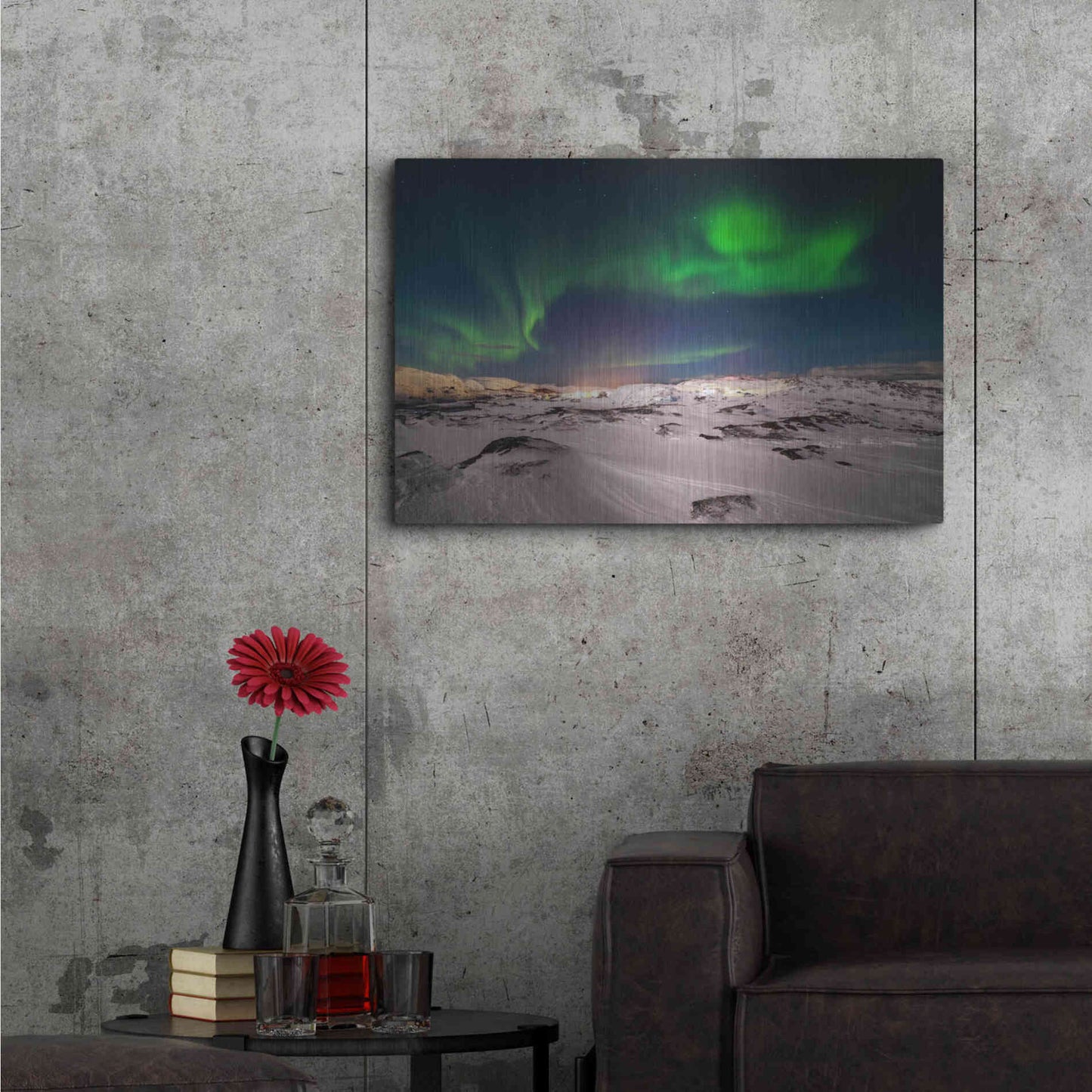 Luxe Metal Art 'Northern Lights On The Arctic Ocean Shore 2' by Luxe Portfolio, Metal Wall Art,36x24