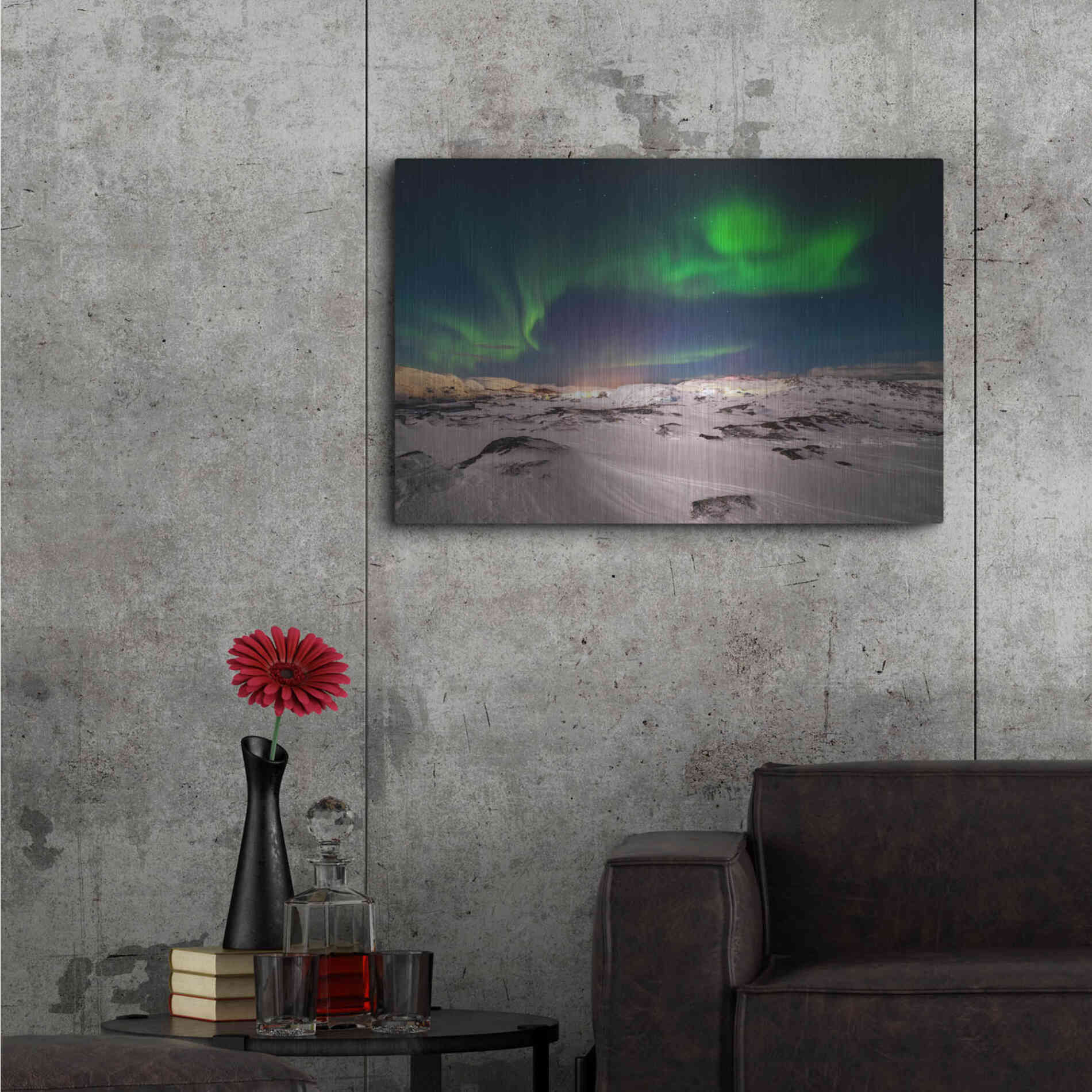Luxe Metal Art 'Northern Lights On The Arctic Ocean Shore 2' by Luxe Portfolio, Metal Wall Art,36x24
