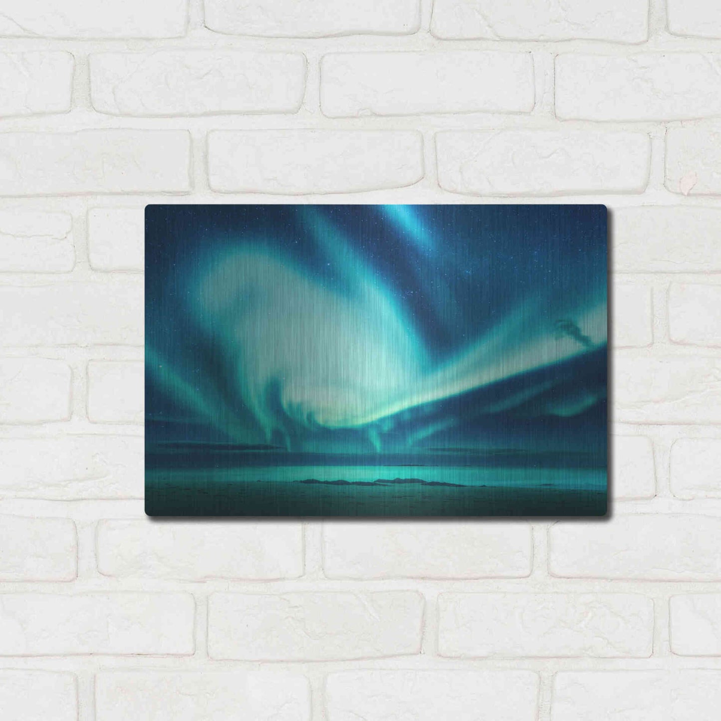 Luxe Metal Art 'Polar Lights Above The Sea Green Northern Lights' by Luxe Portfolio, Metal Wall Art,16x12