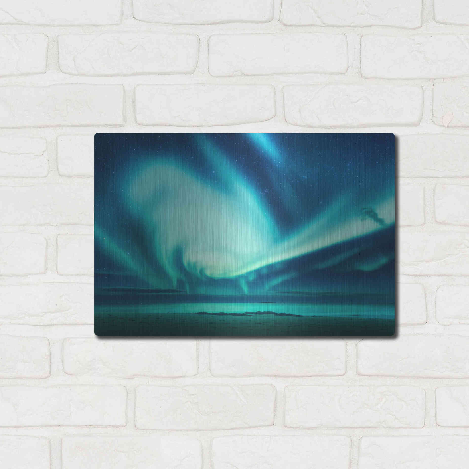 Luxe Metal Art 'Polar Lights Above The Sea Green Northern Lights' by Luxe Portfolio, Metal Wall Art,16x12