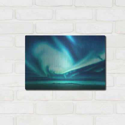 Luxe Metal Art 'Polar Lights Above The Sea Green Northern Lights' by Luxe Portfolio, Metal Wall Art,16x12
