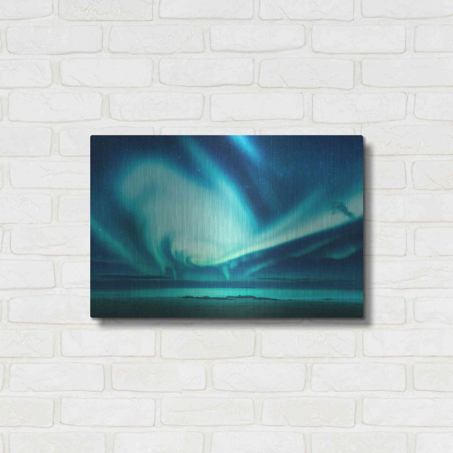 Luxe Metal Art 'Polar Lights Above The Sea Green Northern Lights' by Luxe Portfolio, Metal Wall Art,24x16